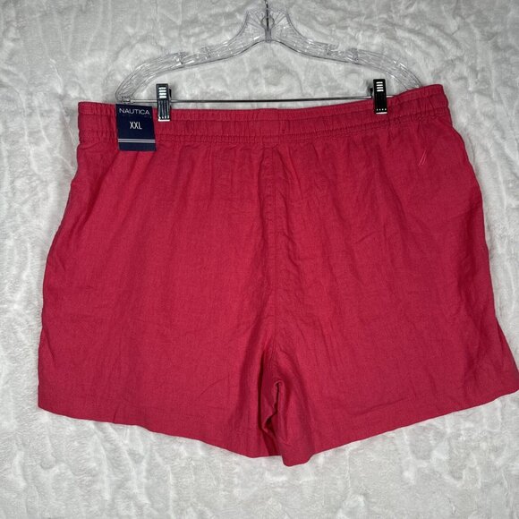 Nautica Linen Viscose Pull On Casual Shorts Pink Drawstring Pockets ~ Size XXL - Picture 3 of 12